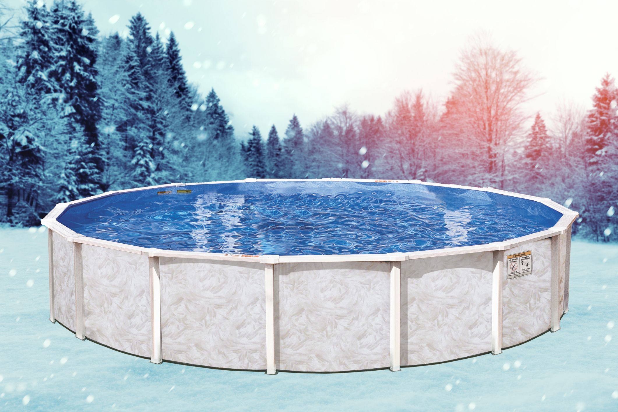 Doughboy pool. An above ground pool with a snowy background.