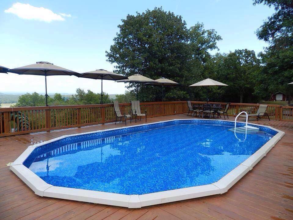A Doughboy pool in a recessed deck. Pool watercare